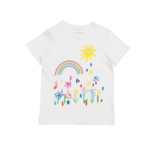 Girls White Cotton T-Shirt
