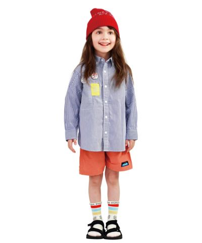 儿童蓝色条纹衬衫