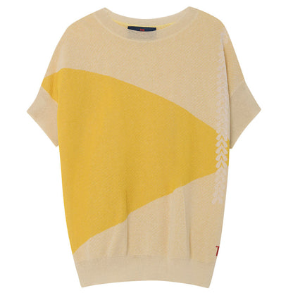 Girls Light Yellow Short Sleeves Sweater