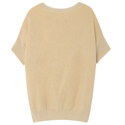 Girls Light Yellow Short Sleeves Sweater