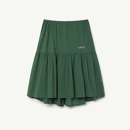 女童绿色棉短裙