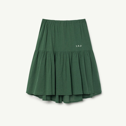女童绿色棉短裙