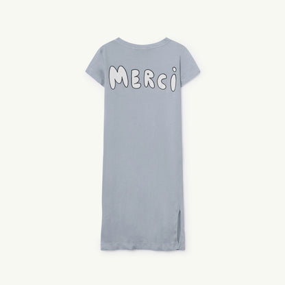 Girls Blue Bonjour Cotton Dress