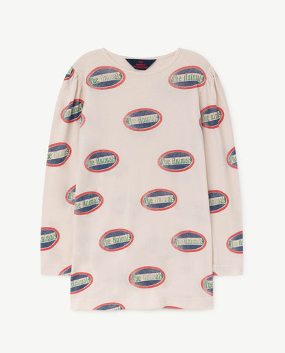 Girls Pink Printed Cotton Dress