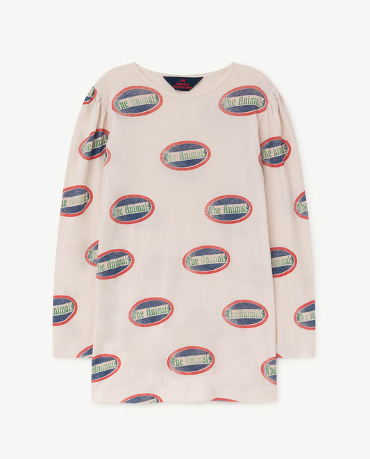 Girls Pink Printed Cotton Dress