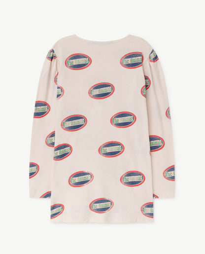 Girls Pink Printed Cotton Dress