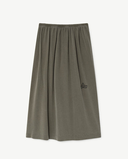 女童绿色Logo棉短裙