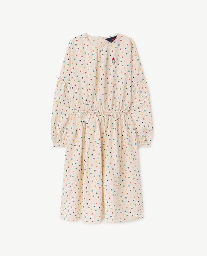 Girls White Dots Waist Dress
