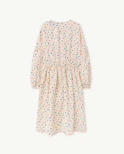 Girls White Dots Waist Dress
