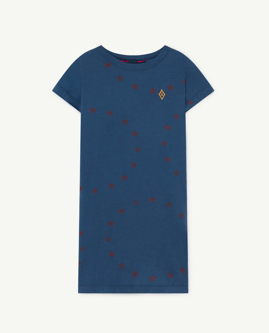 女童蓝色星星棉连衣裙