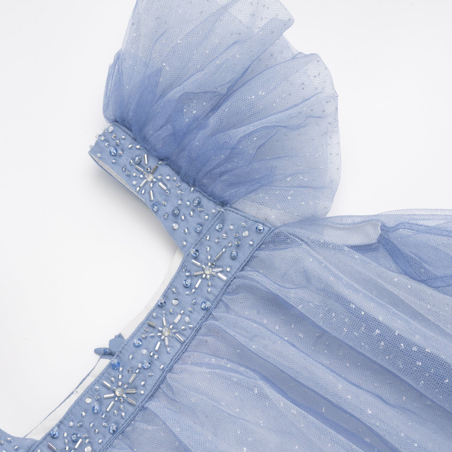 女童蓝色雪花高定礼服裙