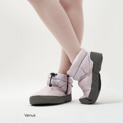 女童珍珠粉色芭蕾舞保暖鞋