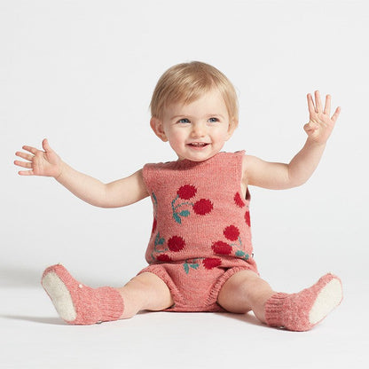 Baby Rose Pink Cherry Alpaca Wool Tank Romper