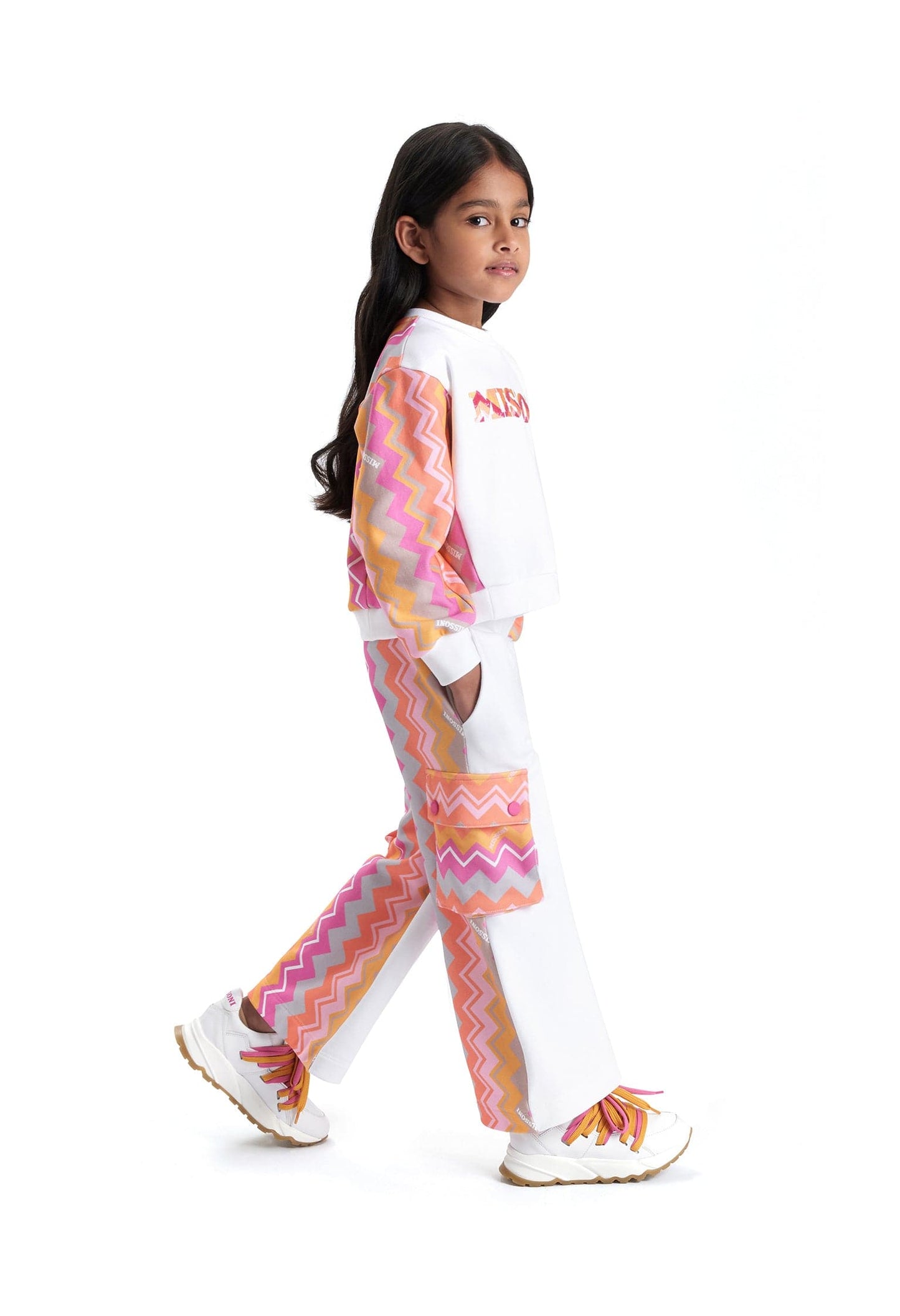 Missoni 女童白色之字形徽标运动衫