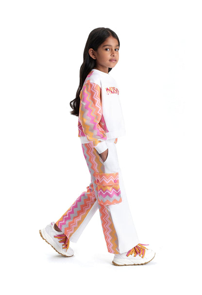Missoni 女童白色之字形徽标运动衫