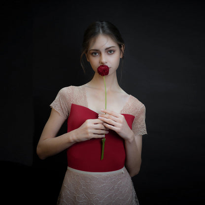 女童红色芭蕾舞连体衣