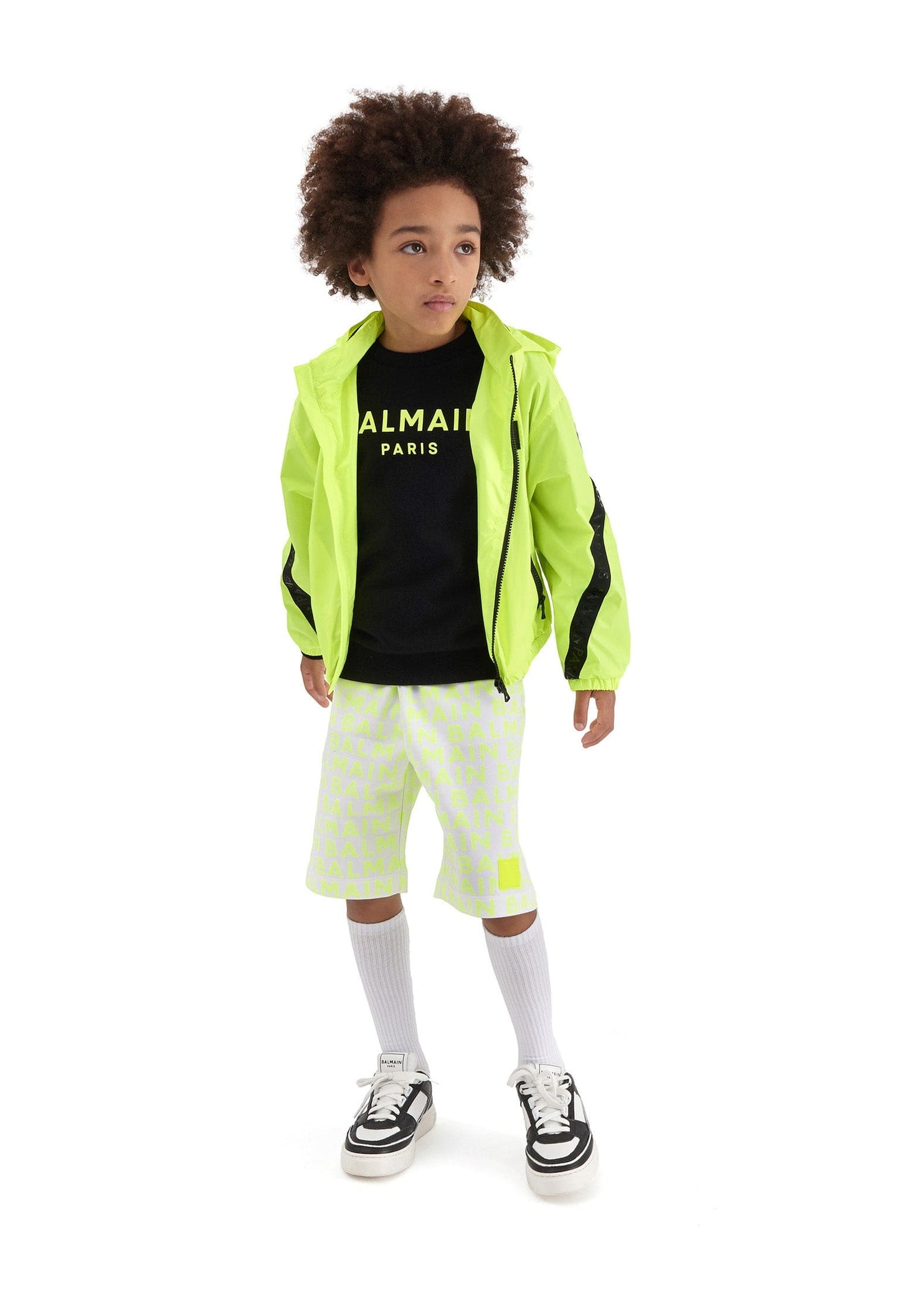 Balmain 男童白色徽标平纹短裤