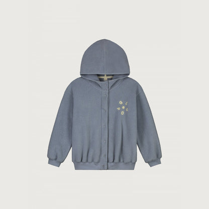 儿童灰蓝色抓绒连帽上衣