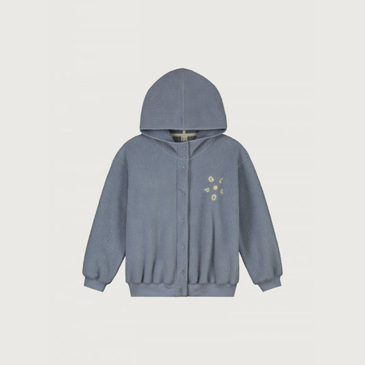 儿童灰蓝色抓绒连帽上衣
