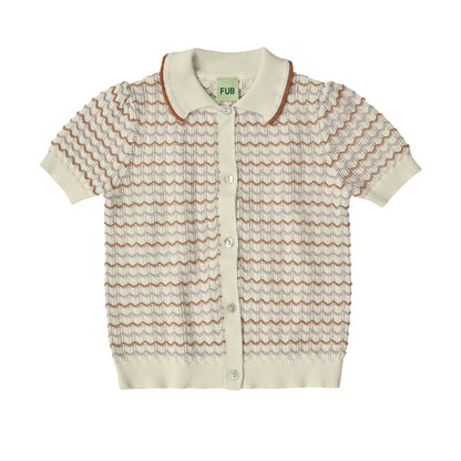 儿童白色条纹棉Polo衫