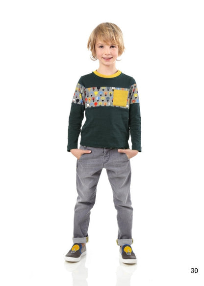 Boys Navy Blue T-Shirt With Multicolor Lightbulb Print