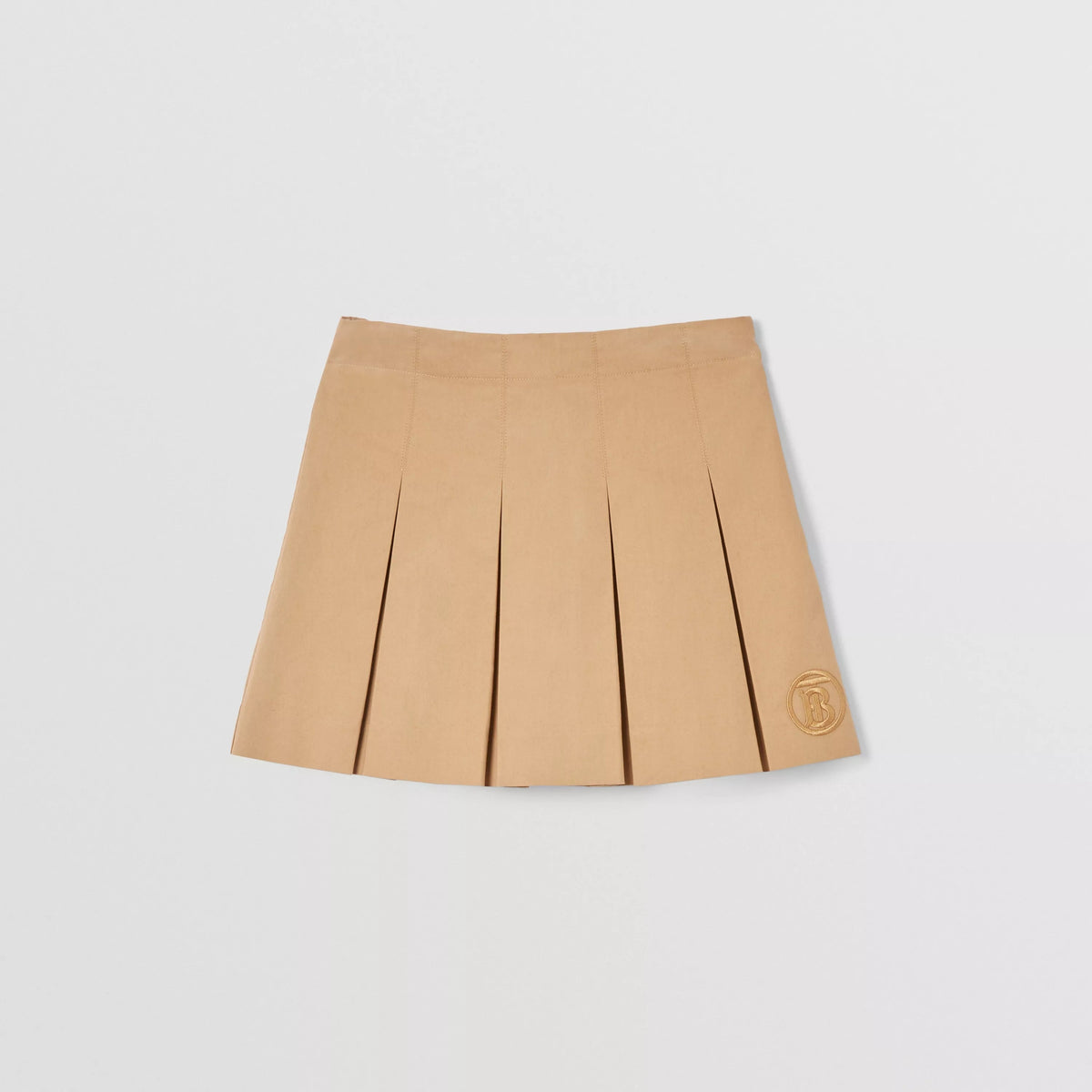 女童米色Logo百褶裙