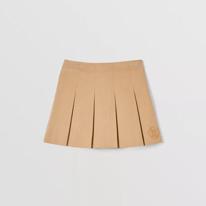 女童米色Logo百褶裙