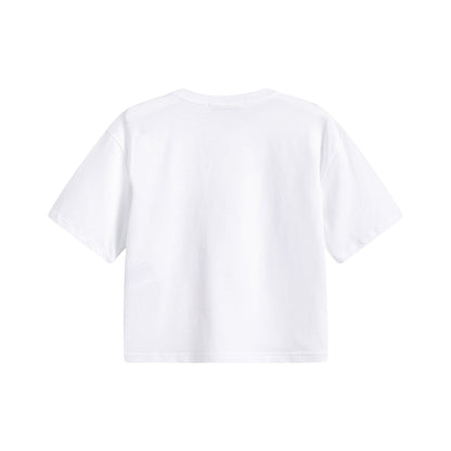 女童白色闪光Logo棉T恤
