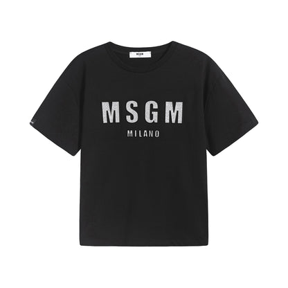 女童黑色Logo棉T恤