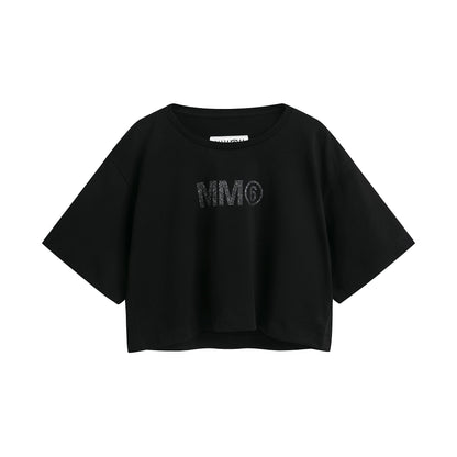 女童黑色Logo棉T恤