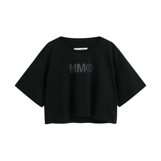 女童黑色Logo棉T恤