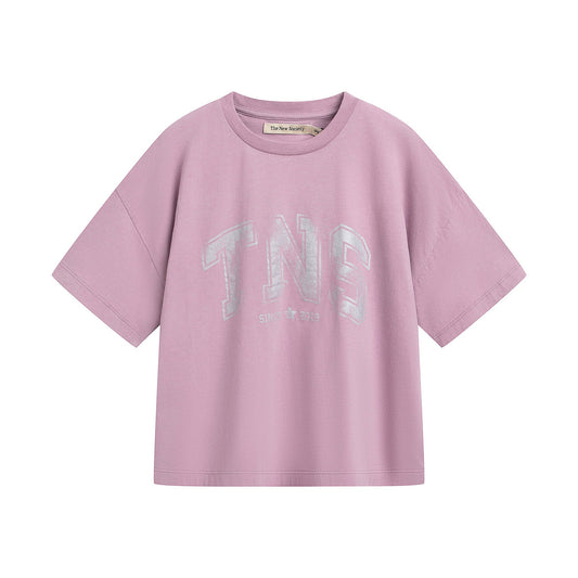 女童粉紫色Logo棉T恤