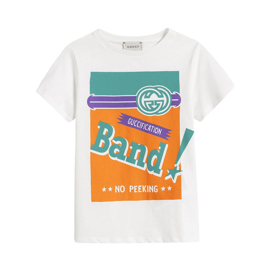 Boys & Girls White Cotton T-Shirt