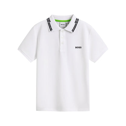 男童白色棉Polo衫