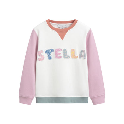 女童白色Logo棉卫衣