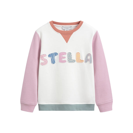 女童白色Logo棉卫衣