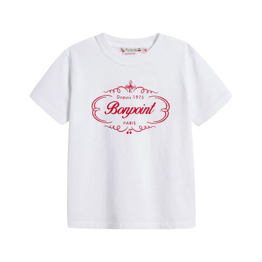 女童白色Logo棉T恤