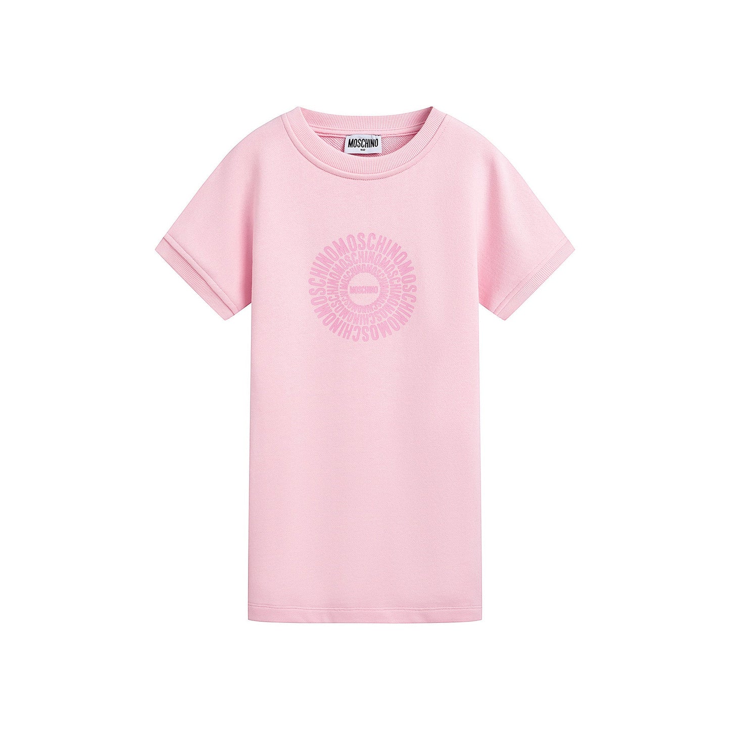女童粉色圆形Logo棉连衣裙