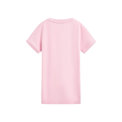 女童粉色圆形Logo棉连衣裙