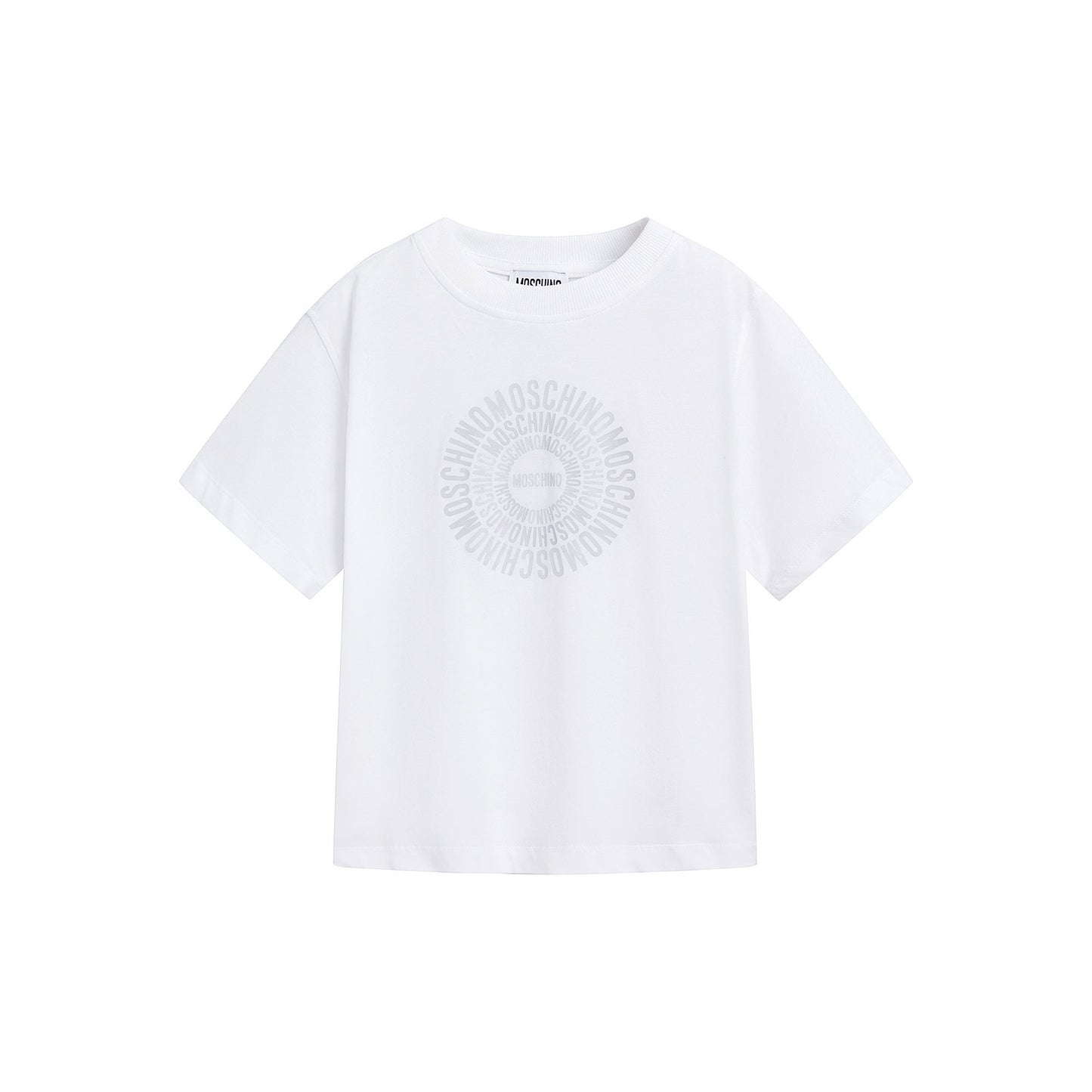 男童白色圆形Logo棉套装