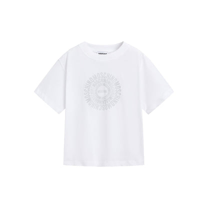 男童白色圆形Logo棉套装