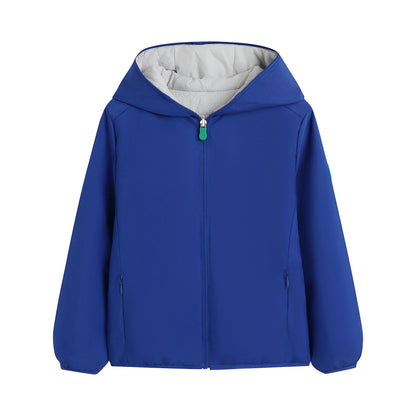 儿童深蓝色连帽双面棉服