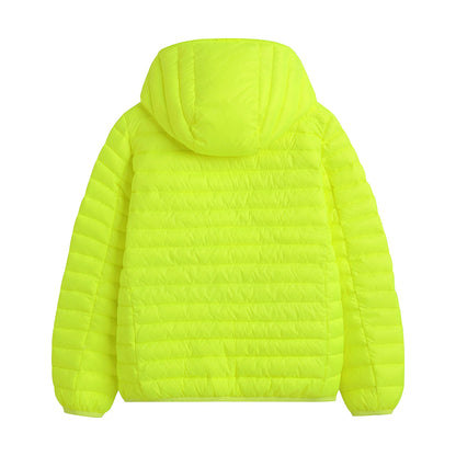 儿童荧光黄色连帽棉服