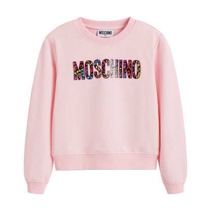 女童粉色Logo棉卫衣