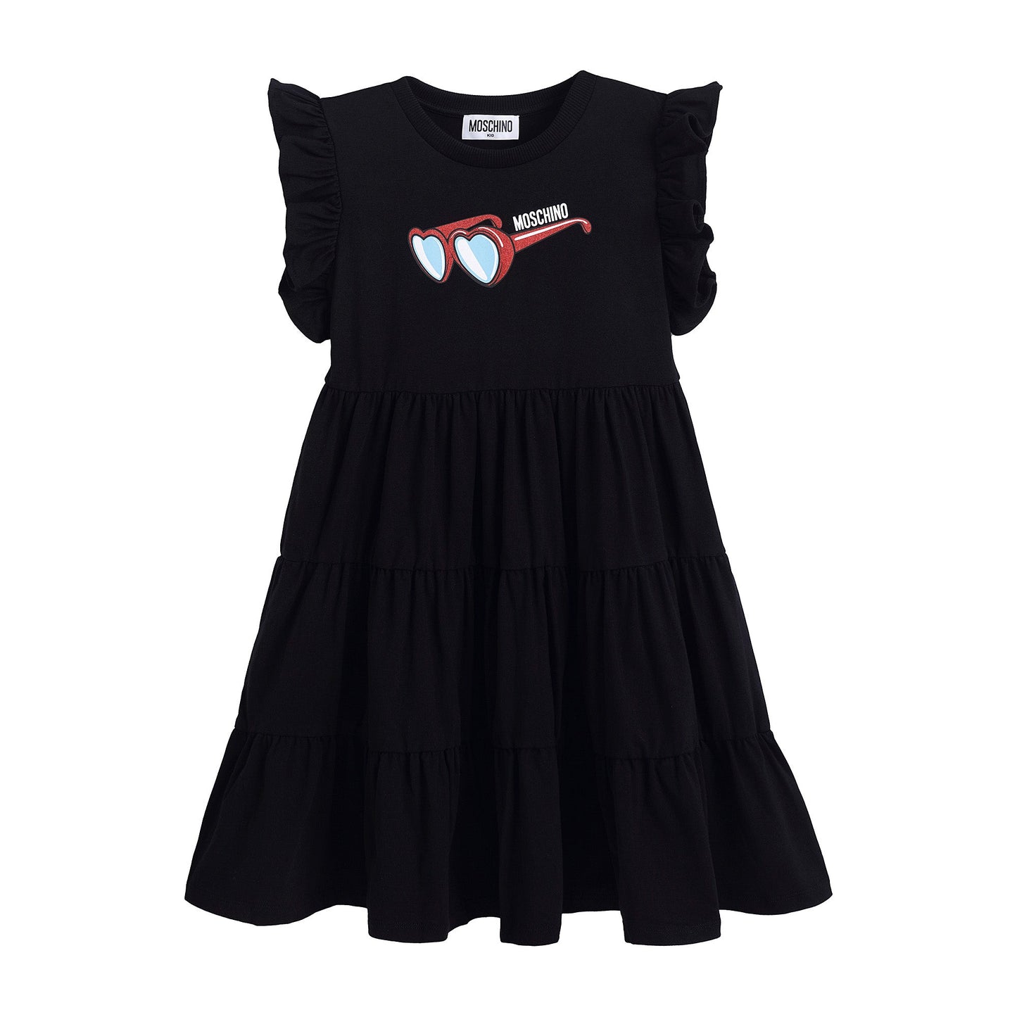 女童黑色印花棉连衣裙