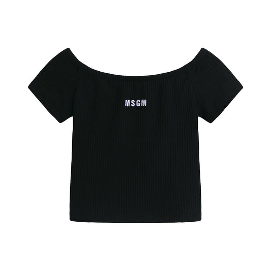 女童黑色Logo T恤