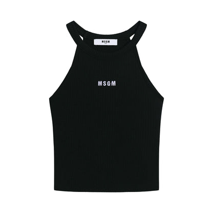 女童黑色Logo吊带背心