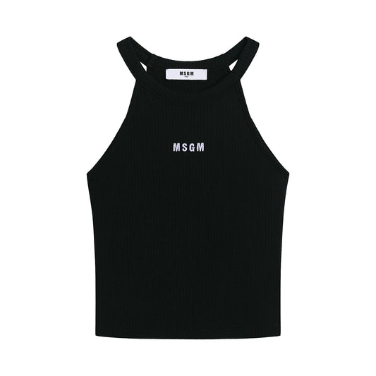 女童黑色Logo吊带背心