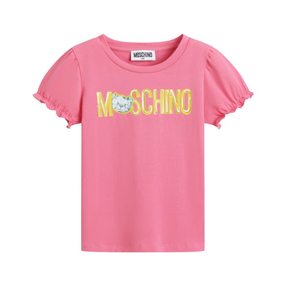 女童粉色Logo棉T恤
