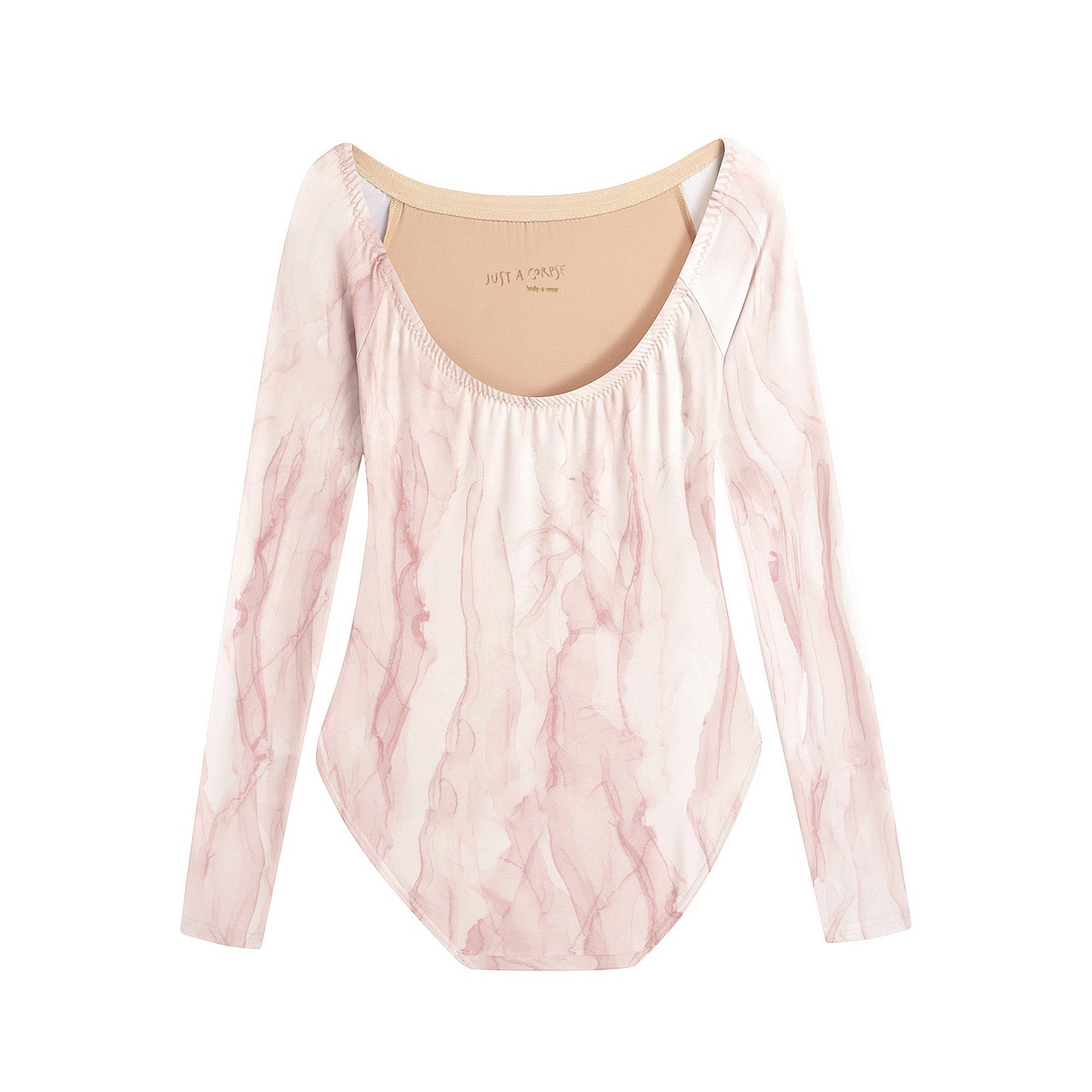 女士浅粉色船领芭蕾舞连体衣